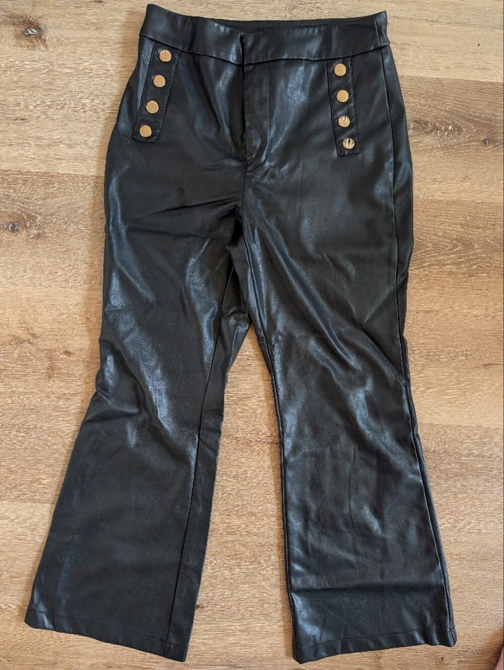 INC International Concepts Black Faux Leather Straight-Leg Pants